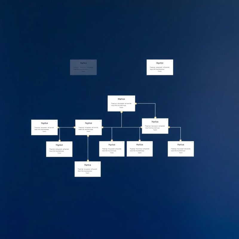 Diagrama de flujo editorial sobre fondo índigo