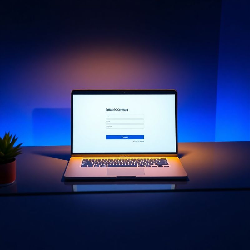 Portátil abierto en formulario de contacto sobre escritorio índigo